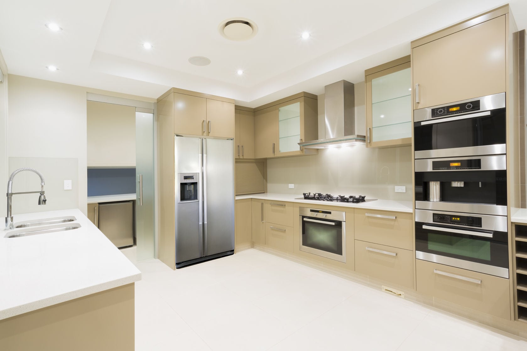 kitchen with white floors