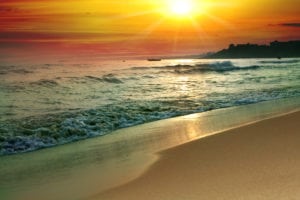 tranquil beach sunset