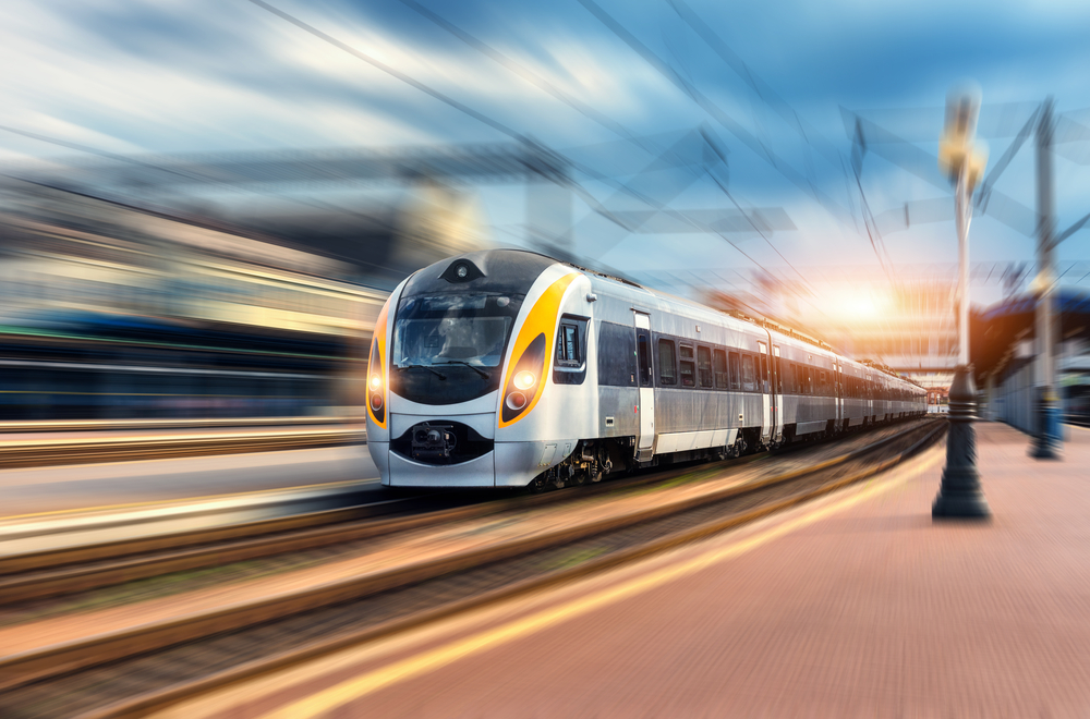 Speeding rail train in California