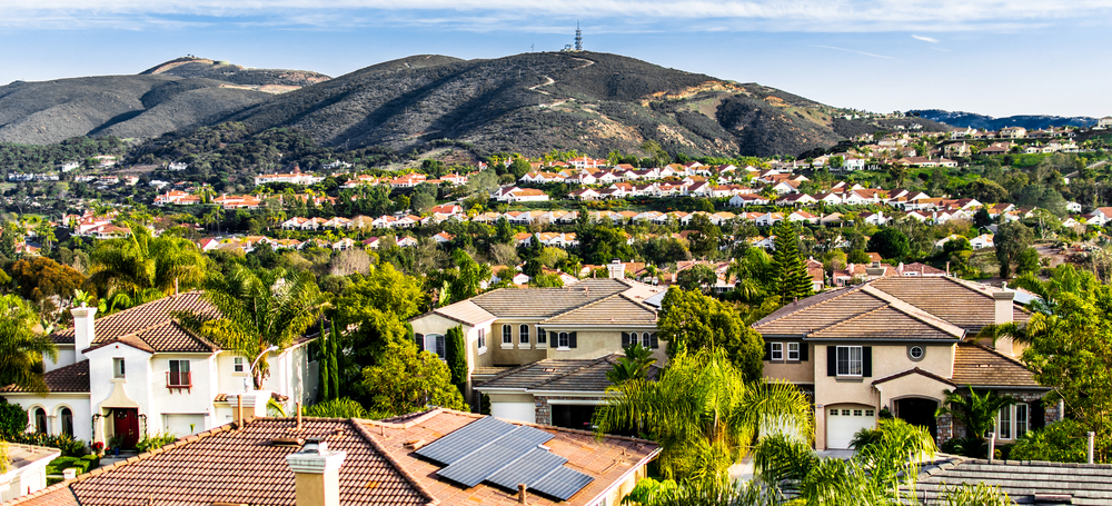 Aerial view of neighborhood in San Marcos, CA
