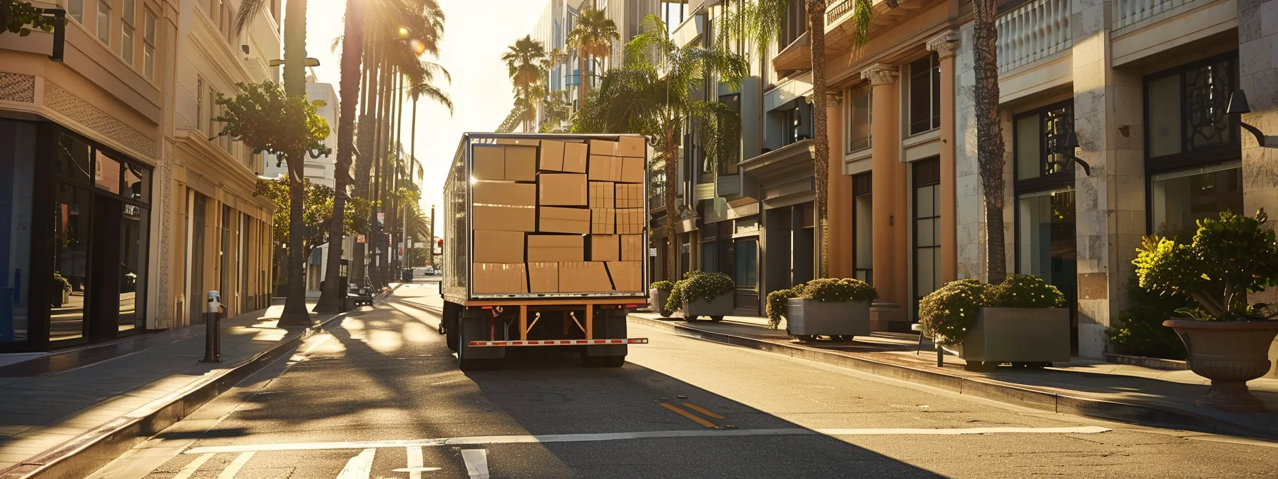 a moving truck packed with boxes and furniture on a sunny san diego street, showcasing the cost factors in local moves.