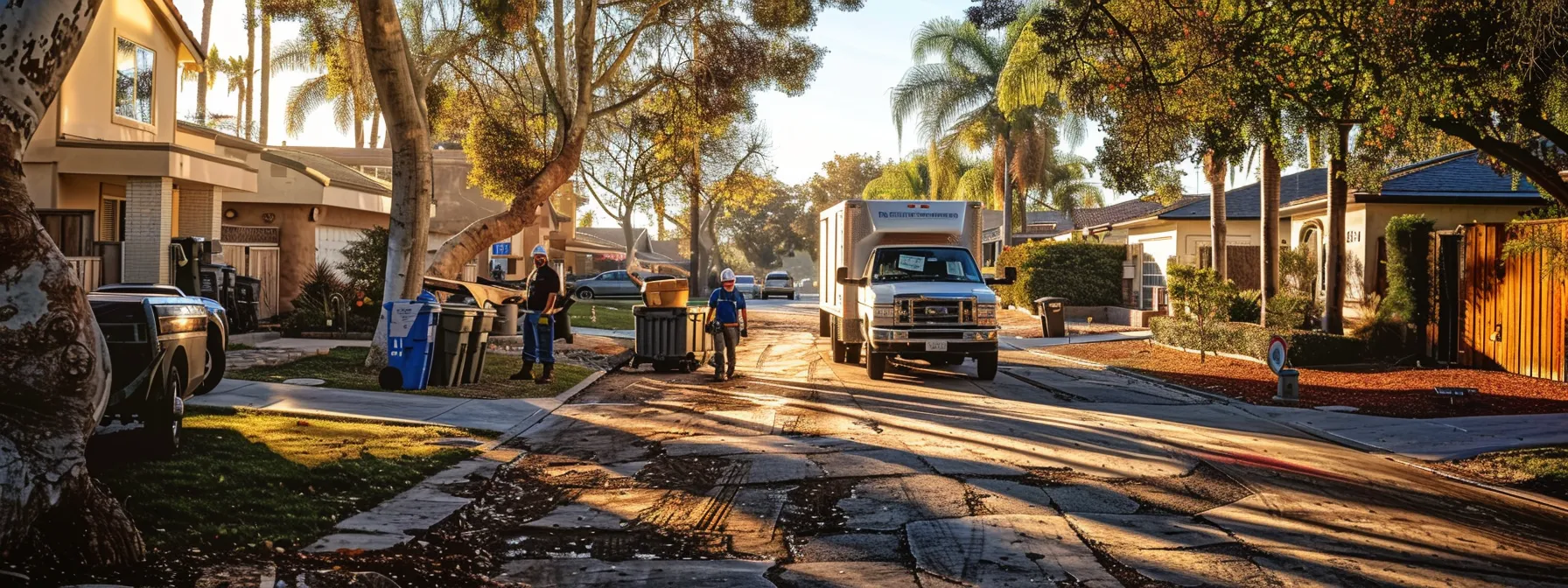 a local moving crew in san diego expertly navigating through quaint neighborhoods with precision and care.