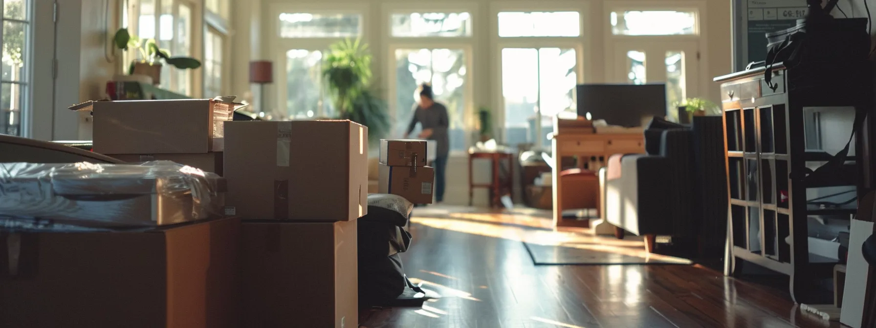 a group of movers efficiently packing up a clutter-free home, creating an organized and stress-free relocation experience.