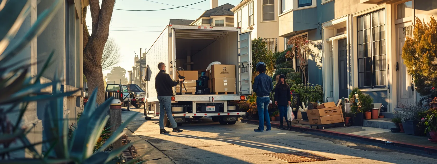 a group of professional movers in san jose carefully loading a moving truck with various household items, showcasing their expertise and attention to detail in handling long-distance moves.