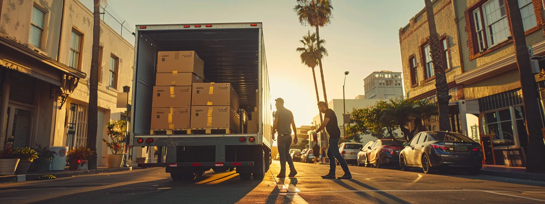 a group of professional san diego movers efficiently loading a moving truck with precision and organization for a long-distance relocation.