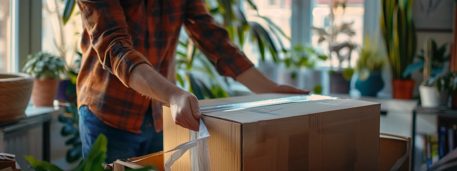 a professional packer carefully wrapping a delicate piece of artwork with precision and expertise.