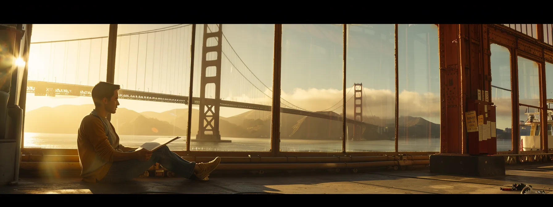 a person carefully comparing detailed moving company contracts under the golden gate bridge in san francisco.