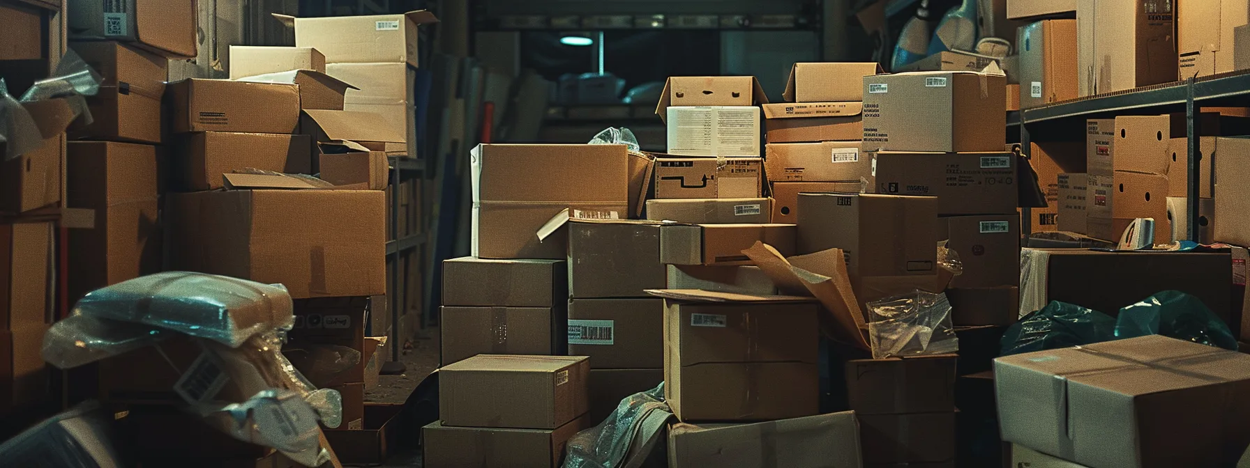 a neatly organized pile of labeled boxes surrounded by protective packing materials, ready for a stress-free move.