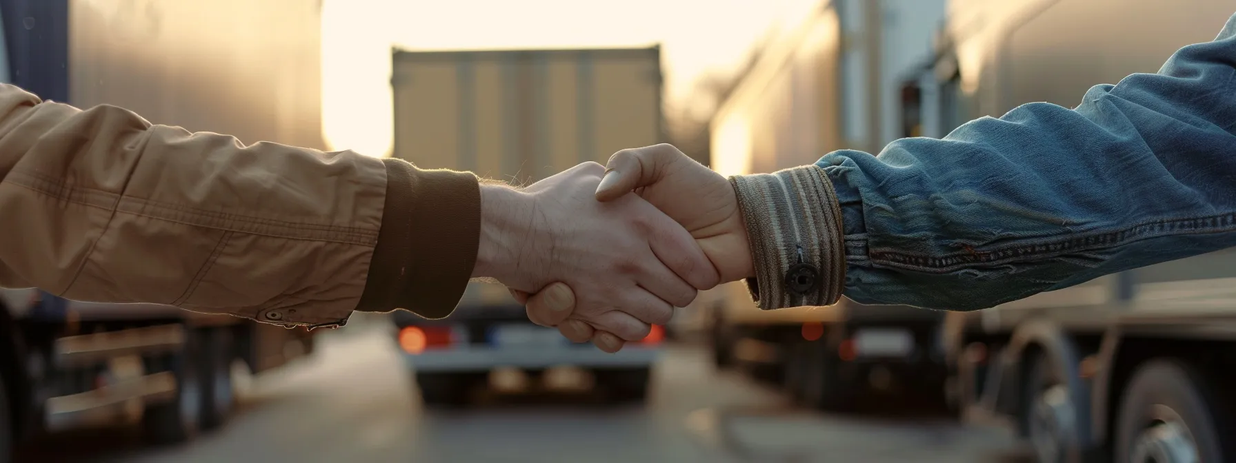 a person confidently shaking hands with a professional mover in front of a moving truck, signifying a successful and smooth relocation process.