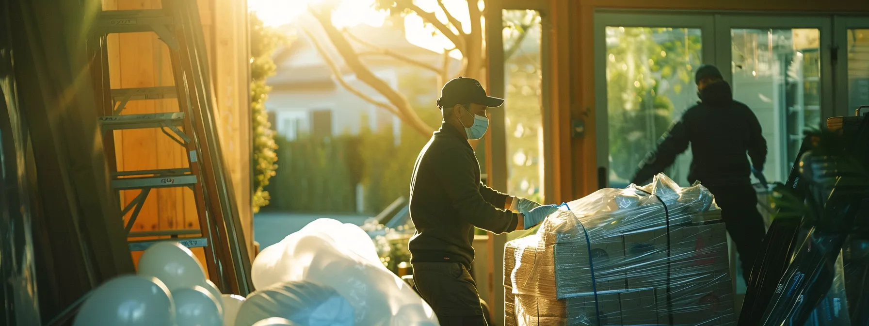 a team of skilled movers carefully wrapping items in bubble wrap to ensure safe transportation during a move in san jose.