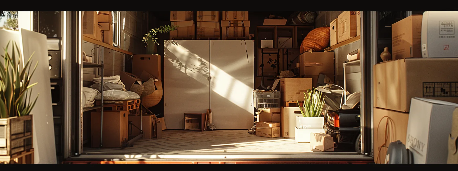 a spacious moving truck filled with neatly organized boxes, furniture, and belongings, showcasing the seamless integration of moving and storage services in san diego.