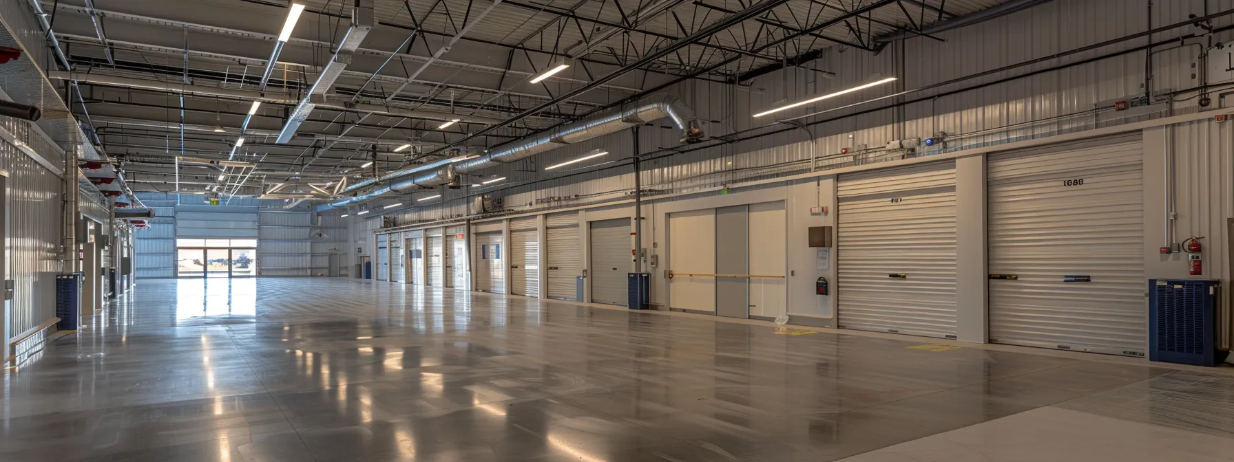 a modern, climate-controlled storage facility with high-tech security measures and customizable options for short and long-term storage needs.