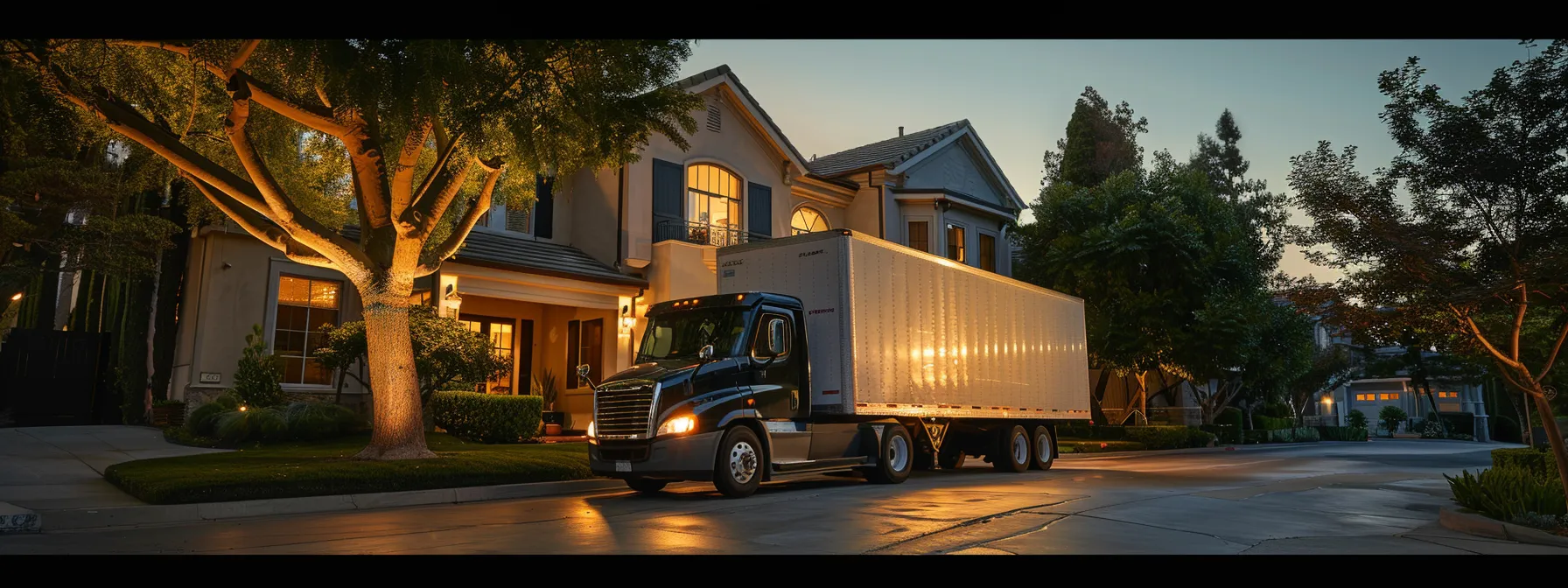 a moving truck filled to the brim with boxes and furniture parked in front of a suburban home in san jose, showcasing the cost considerations for professional moving services.