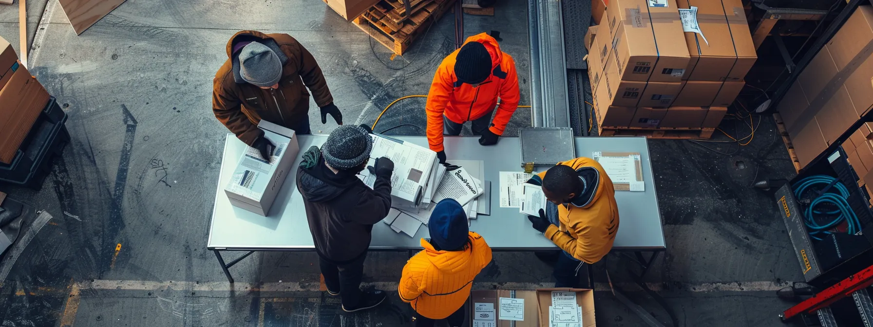 a group of movers in oakland carefully displaying their licenses, insurance certificates, and industry accreditations on a table for evaluation.