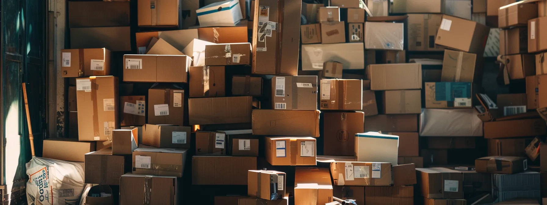 a pile of neatly stacked cardboard boxes filled with packing materials ready for recycling, showcasing eco-conscious moving practices in san francisco.