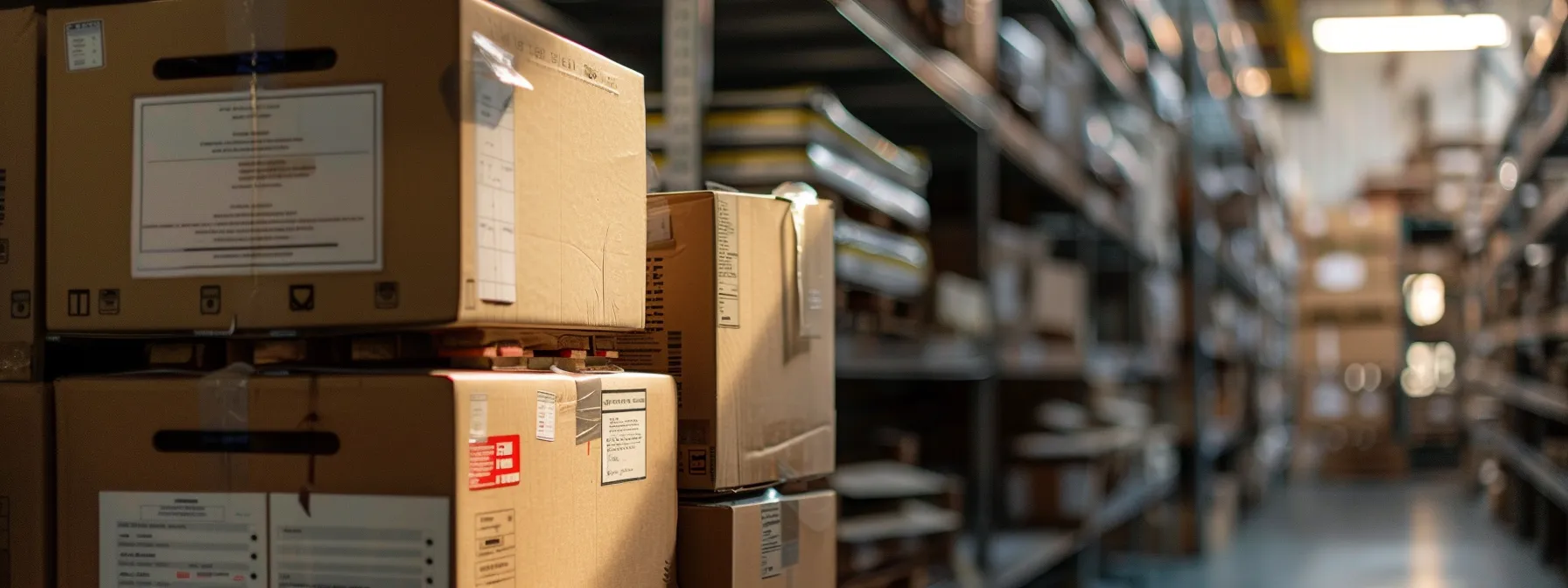 neatly stacked and labeled boxes, some marked fragile, with an inventory list in the foreground, showcasing organized preparation for storage.