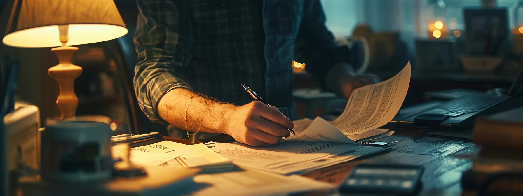 a person carefully reviewing and comparing detailed moving quotes on a bright, organized desk.