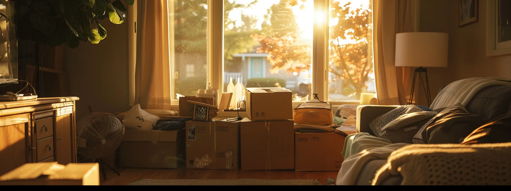 Unpacking Boxes In A Cozy Living Room With Sunlight Streaming Through The Window, Surrounded By Essential Items Ready To Be Placed In A San Jose Home.