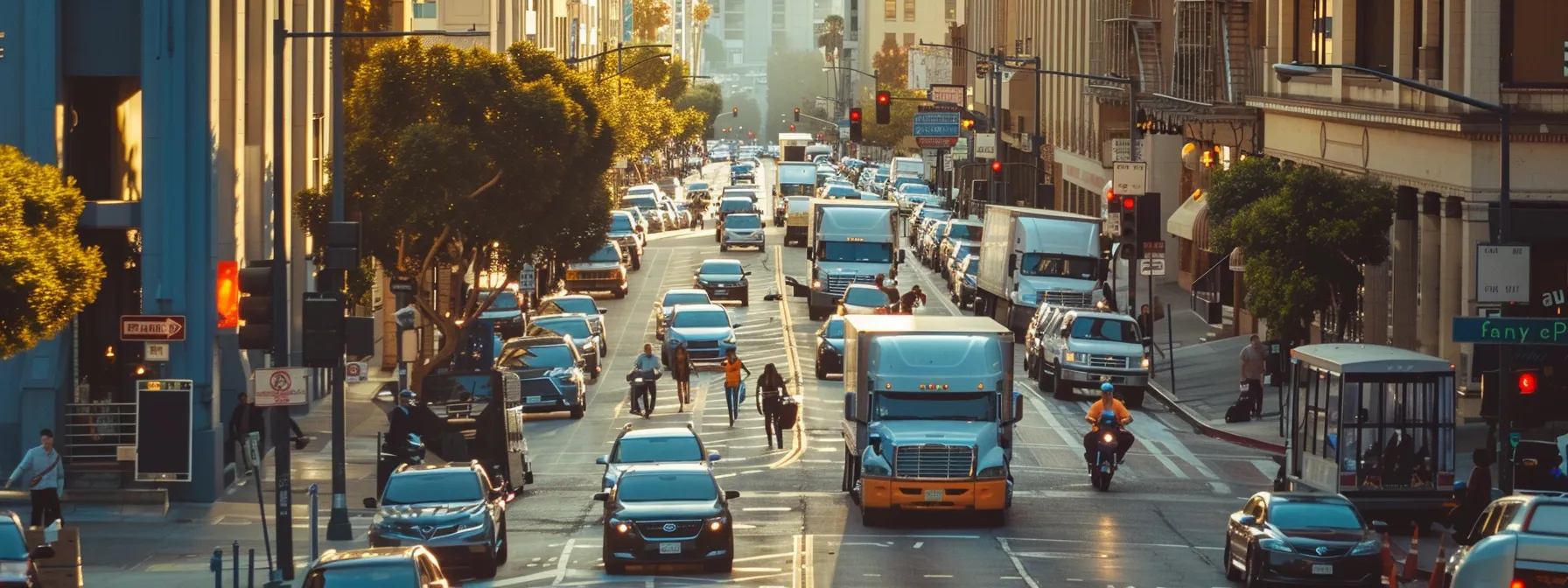 A Bustling City Street Filled With Moving Trucks And Workers Navigating Stairs And Elevators To Transport Belongings, Embodying The Complexity Of Local Moving Rates In Los Angeles.