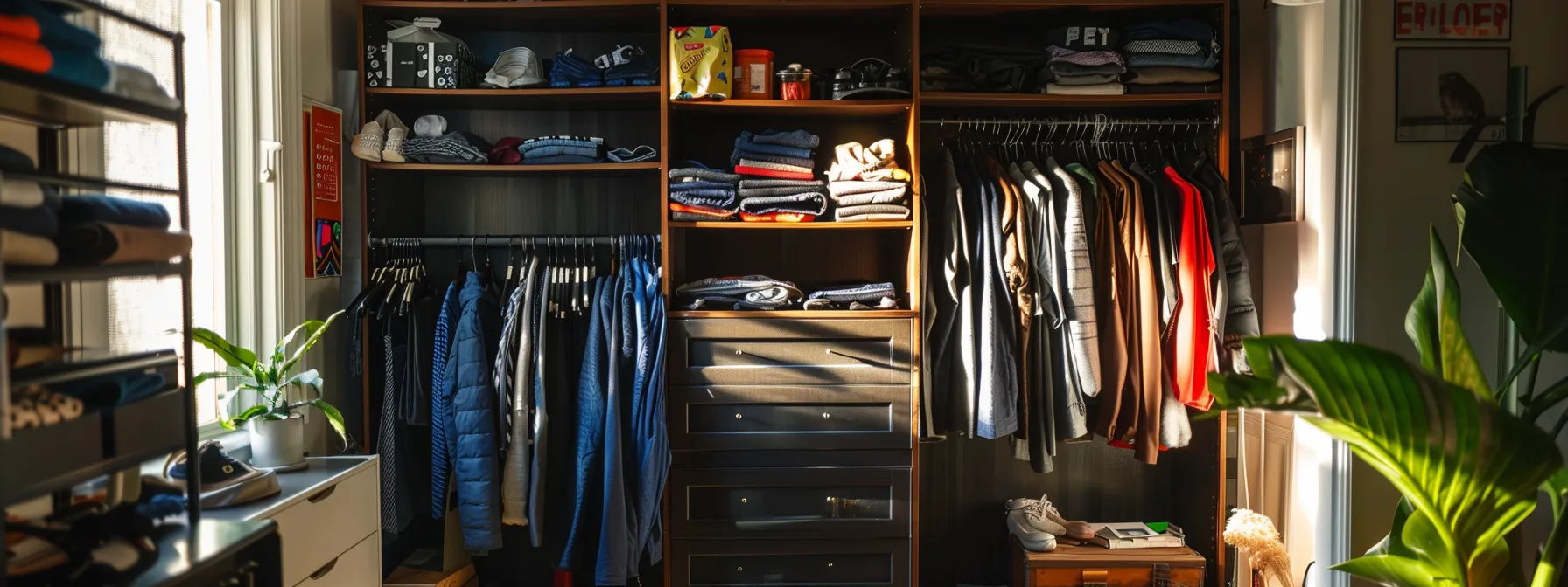 A Closet In A San Francisco Apartment Filled With Neatly Organized And Space-Saving Packed Clothes, Showcasing Efficient Packing Strategies For Small Living Spaces.