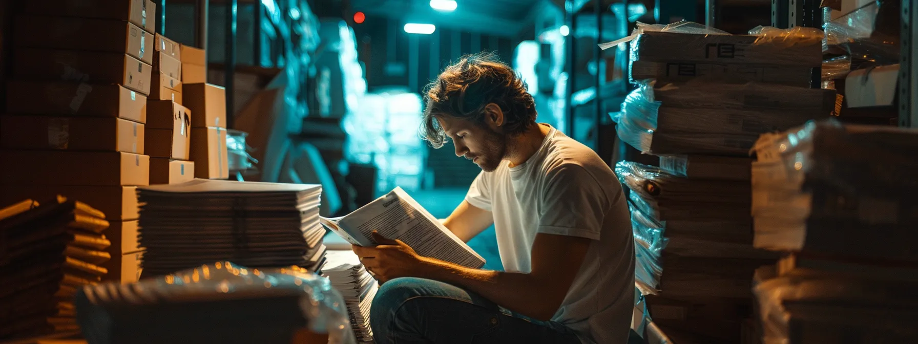 A Customer Carefully Comparing Two Detailed Written Estimates For Long Haul Moving Services, Surrounded By Stacks Of Papers And A Calculator.