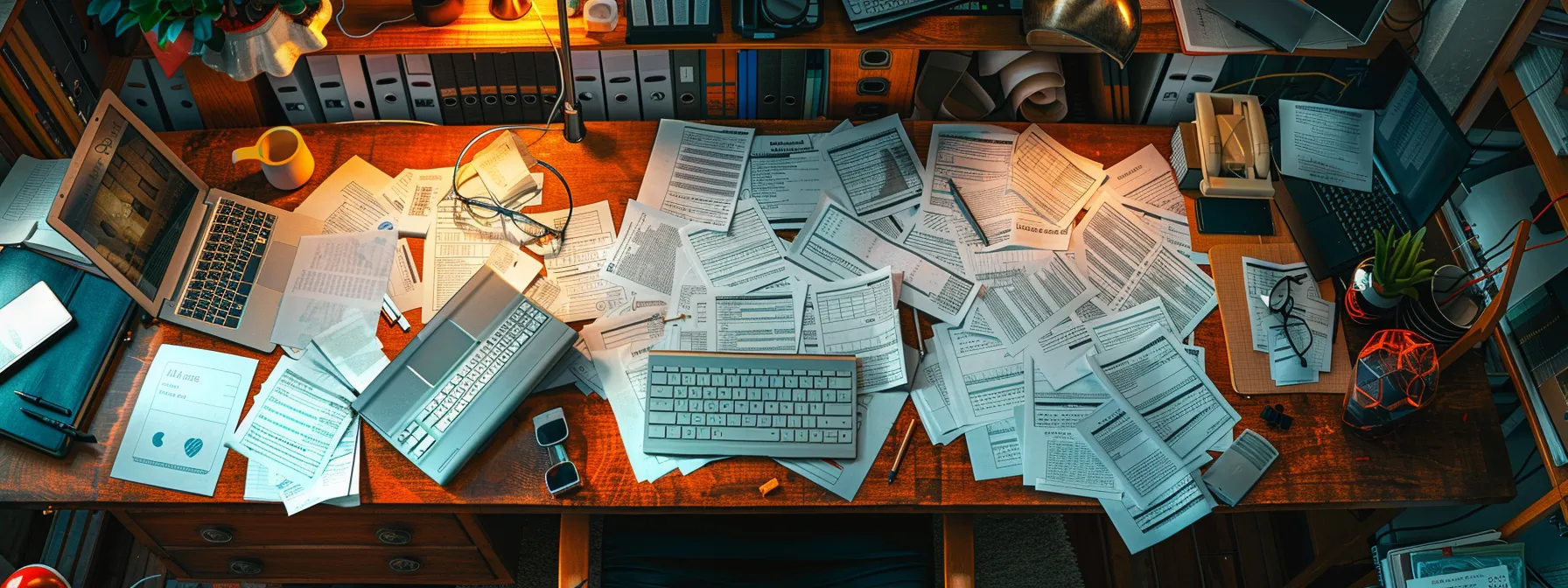 A Desk Scattered With Numerous Quotes And Calculators In The Bustling Heart Of Downtown San Francisco, Showcasing The Thorough Process Of Requesting And Comparing Detailed Quotes For Commercial Relocation Services.