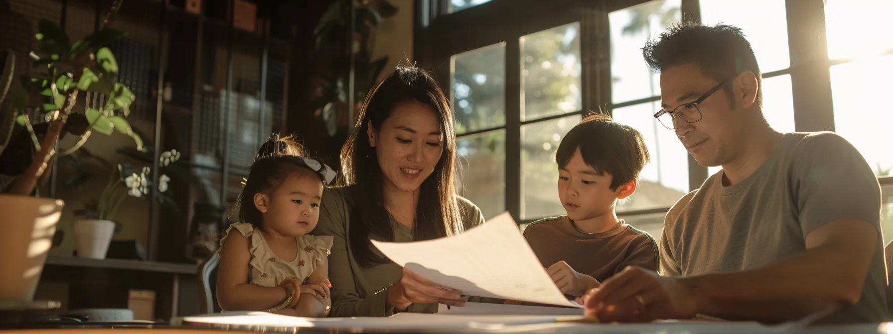 A Family Carefully Reviewing A Written Estimate From Affordable Movers In Los Angeles To Avoid Surprises And Unexpected Costs During Their Move.