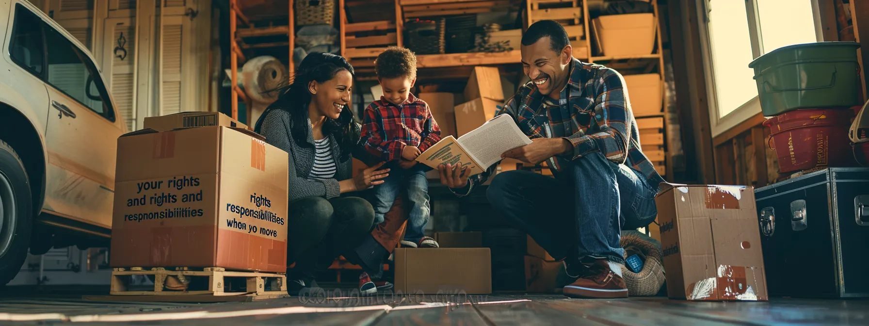 A Family Happily Reviewing 