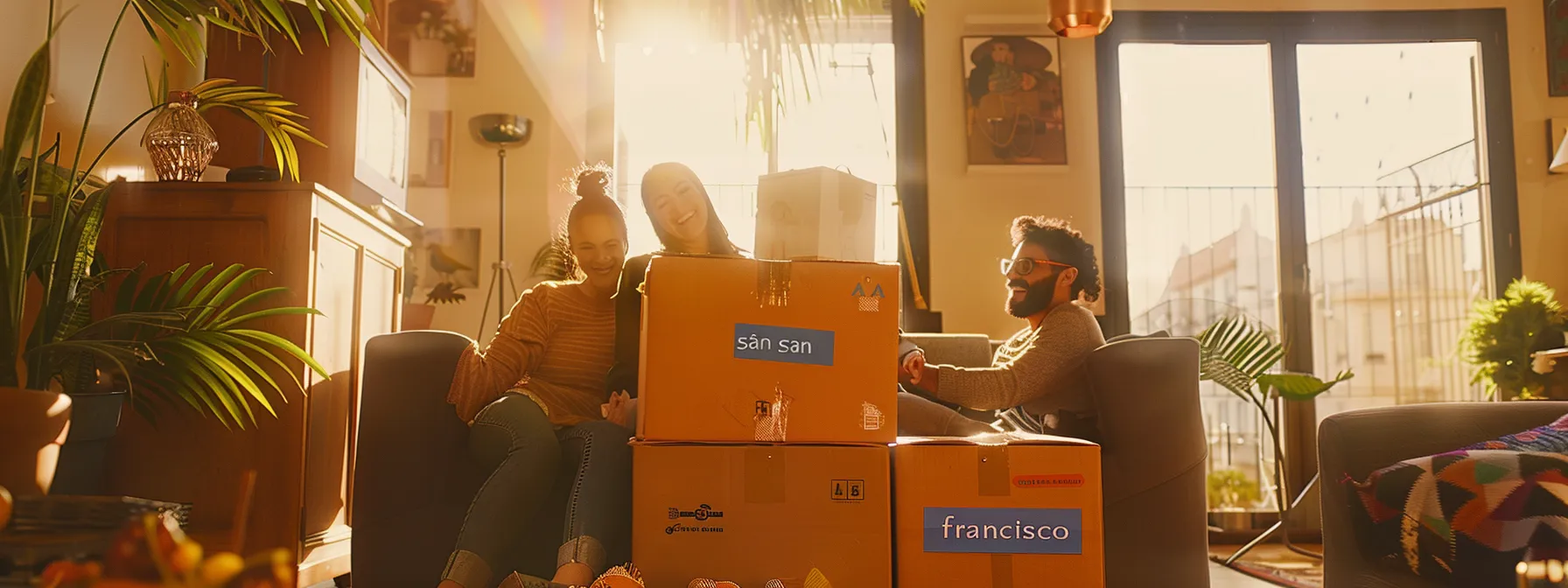 A Family Happily Unpacking Boxes Labeled With 