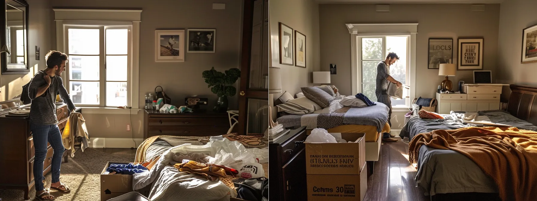 A Family Joyfully Packing Their Bedroom Items, Surrounded By Neatly Labeled Boxes, Ready For A Stress-Free Move Along Wilshire Boulevard In West Los Angeles.