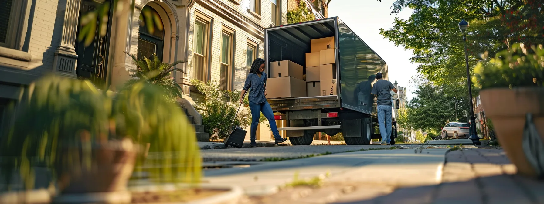 A Group Of Movers Carefully Loading Energy-Efficient Boxes Onto An Electric Truck, Showcasing Eco-Friendly Moving Practices In Action.