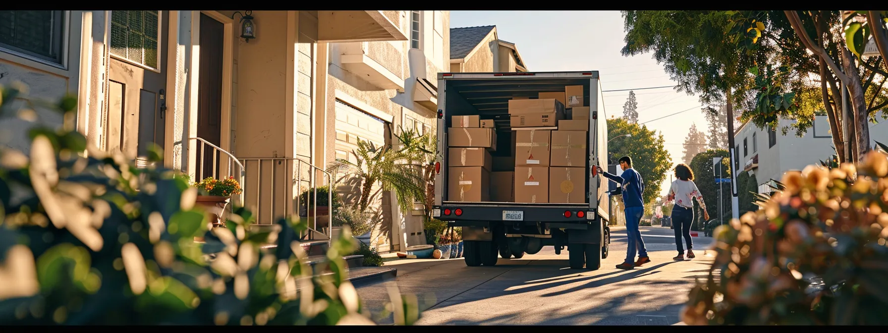 A Group Of Movers Packing A Moving Truck With Eco-Friendly Boxes And Recycled Materials In Irvine, Ca.