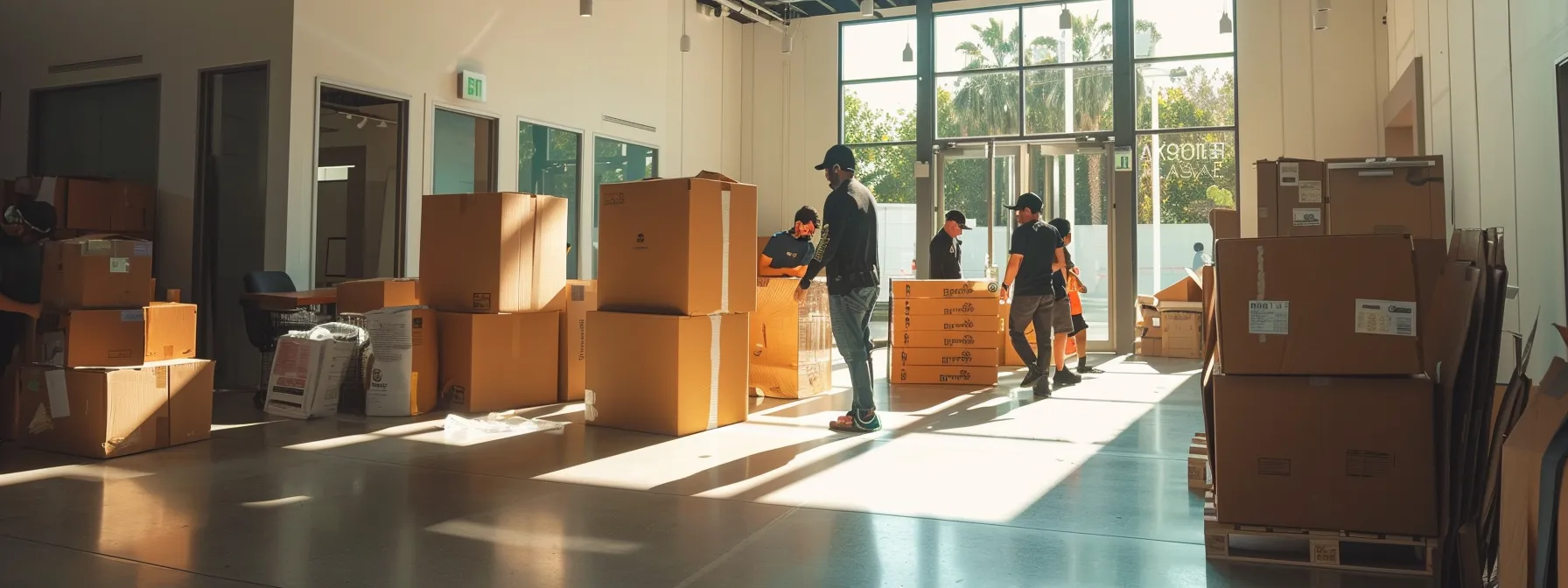 A Group Of Orange County Office Movers Carefully Packing And Securing Specialty Equipment In Irvine, Ca.