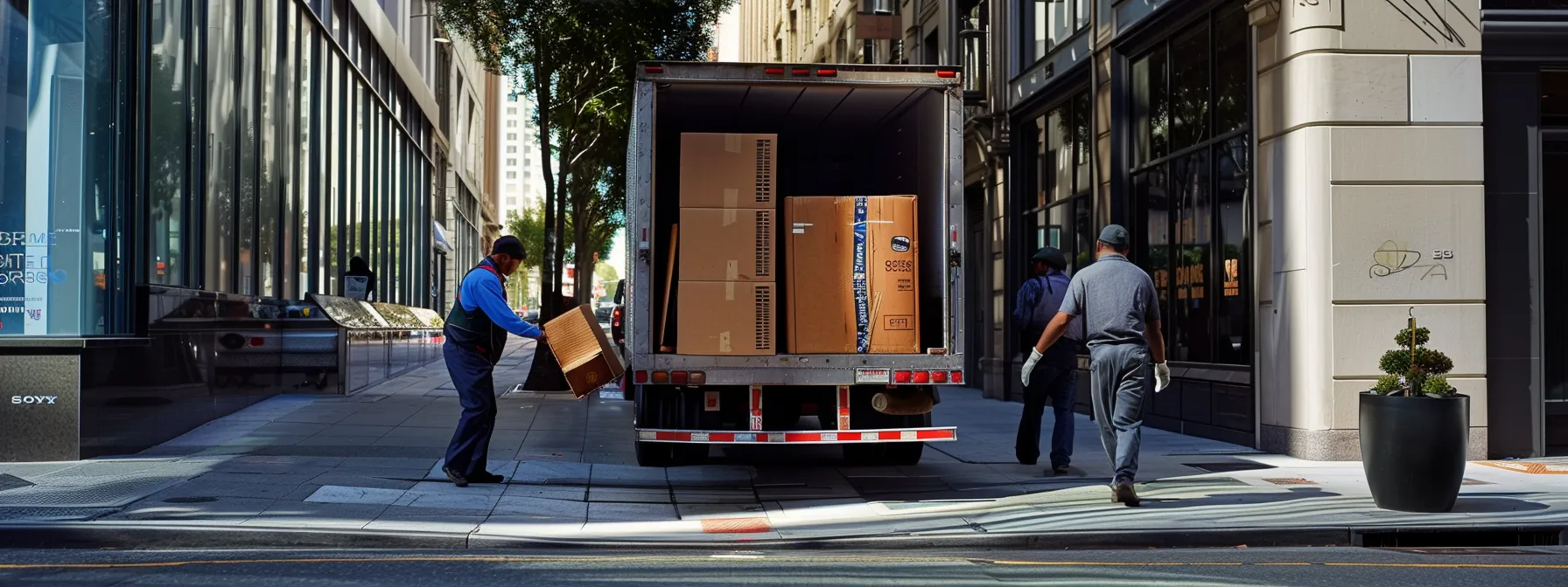 A Group Of Professional Movers Carefully Loading Furniture Into A Truck In Downtown San Francisco, Showcasing Their Expertise And Efficiency In Long-Distance Relocations.