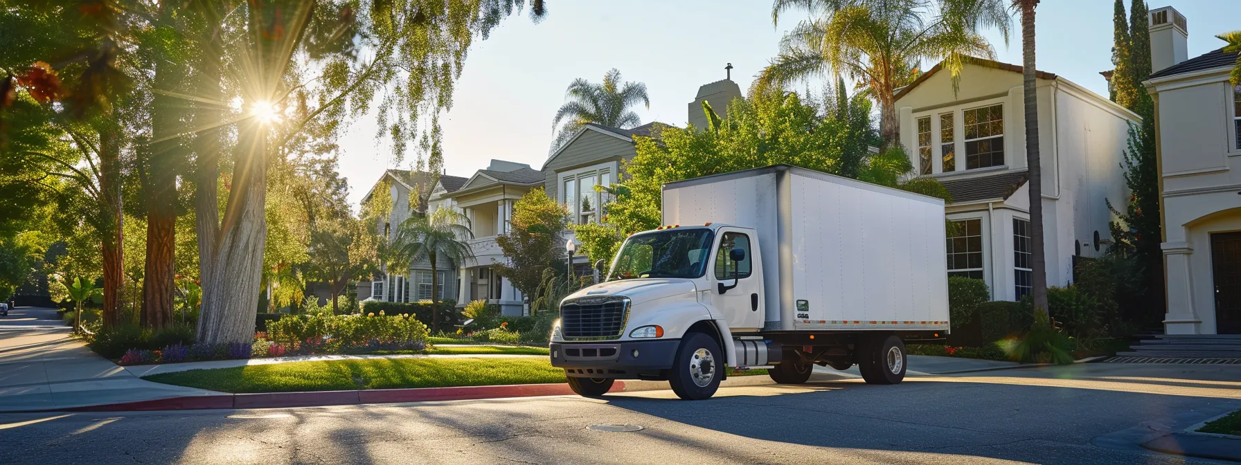 A Moving Truck Parked In Front Of A Sunny Los Angeles Home, Showcasing Transparent Pricing And Top-Notch Service From Move Central.