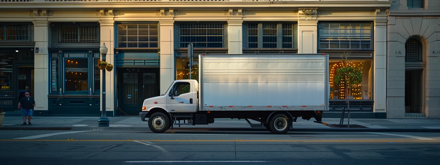 A Moving Truck Parked In Downtown San Francisco, Showcasing A Reliable And Professional Moving Company With Proper Insurance Coverage, Positive Customer Feedback, And Credible Affiliations.