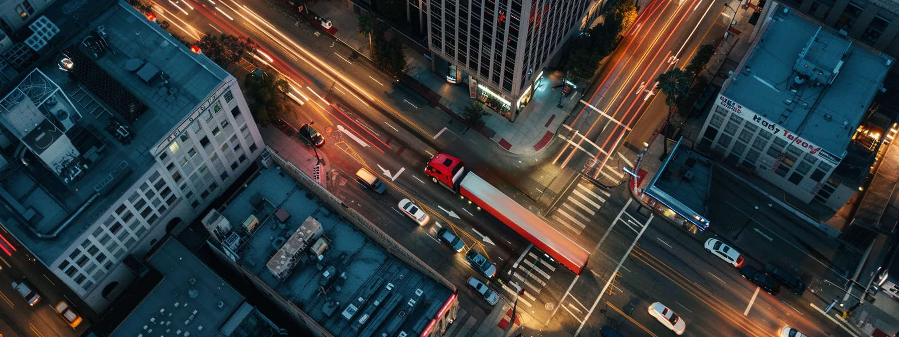 A Moving Truck Winding Through The Bustling Streets Of Los Angeles, Navigating Through Traffic And Crowded Neighborhoods, Highlighting The Urban Challenges That Affect Moving Costs.