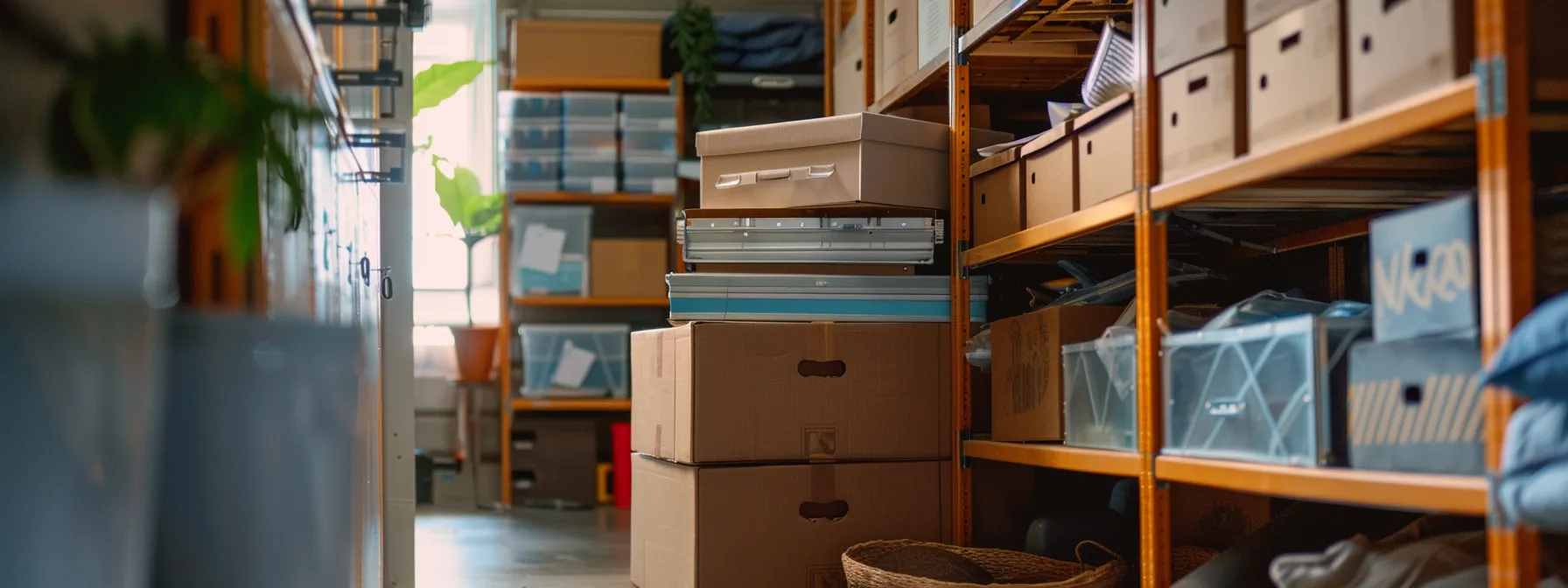 A Neatly Labeled Storage Box Filled With Quality Packing Materials, Surrounded By Protected Furniture And Fragile Items, Showcasing Proper Preparation For Long-Term Storage In San Francisco.