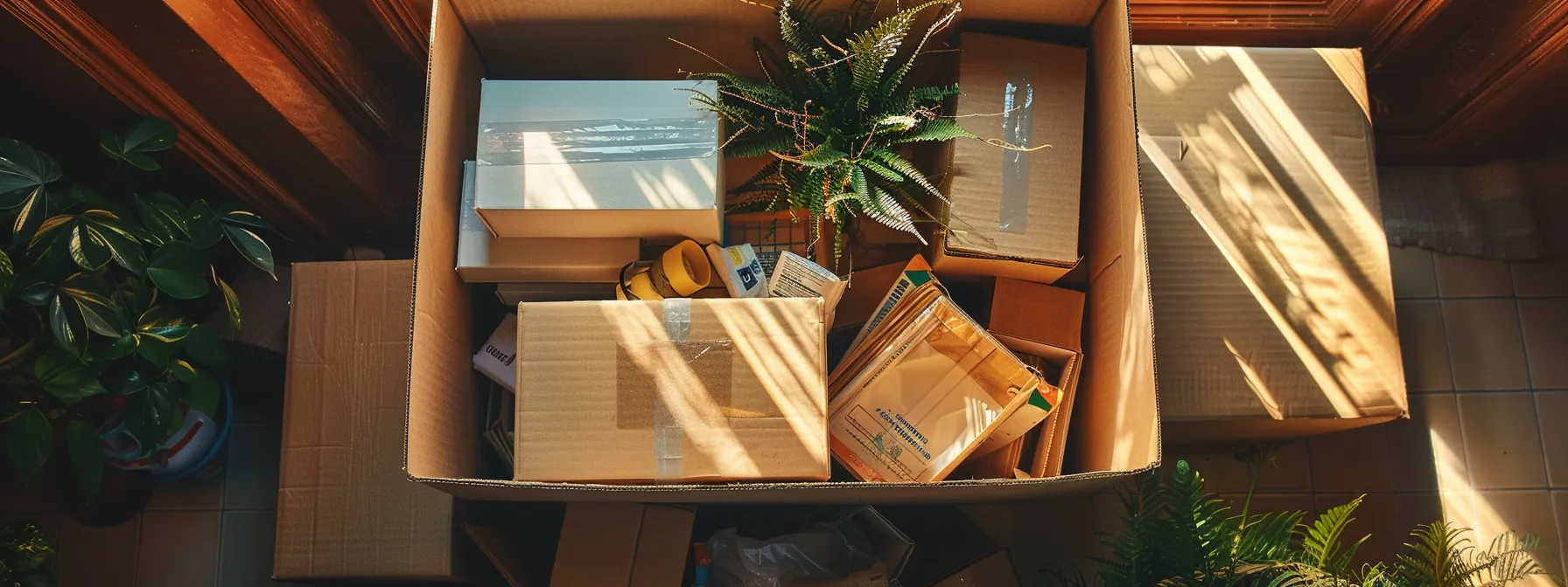 A Neatly Organized Moving Box Filled With Various Packing Supplies, Ready For A Stress-Free Move Downtown San Francisco.