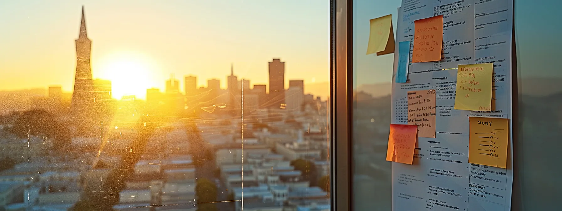 A Neatly Organized Moving Checklist Pinned On A Wall With Views Of The Iconic San Francisco Skyline In The Background.