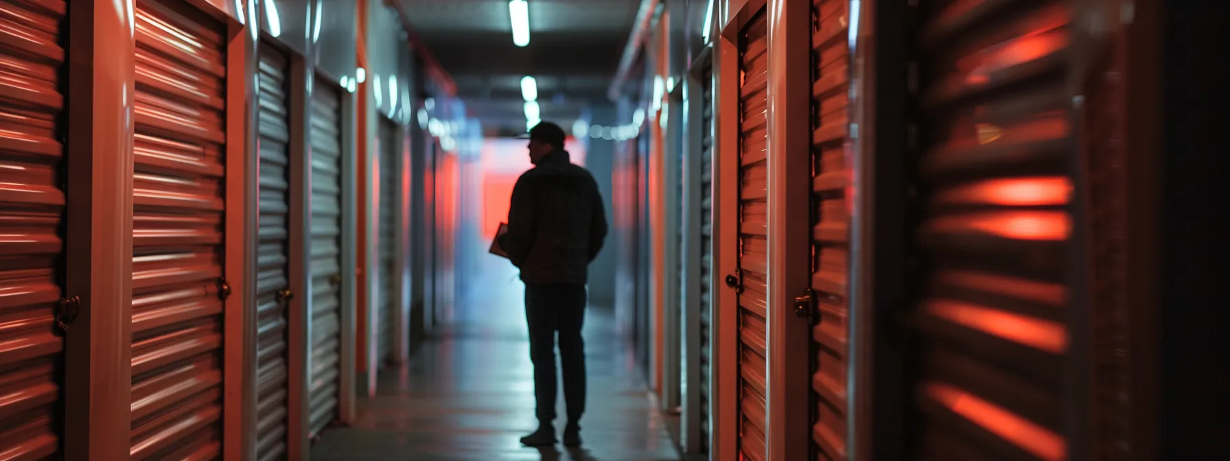 A Person Carefully Inspecting A Well-Lit And Secure Storage Unit In Downtown San Francisco.