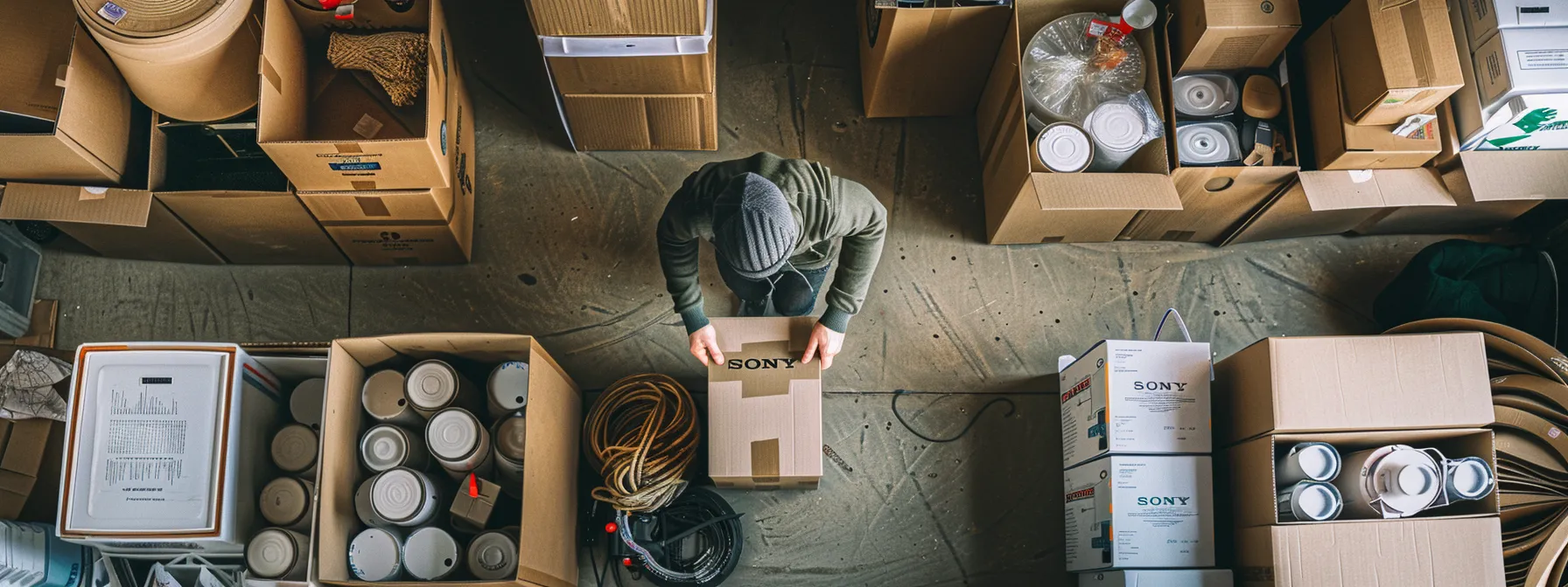 A Person Carefully Packing Specialty Items In Sturdy Boxes, Surrounded By Labeled Moving Containers, In Preparation For A Long-Distance Move.