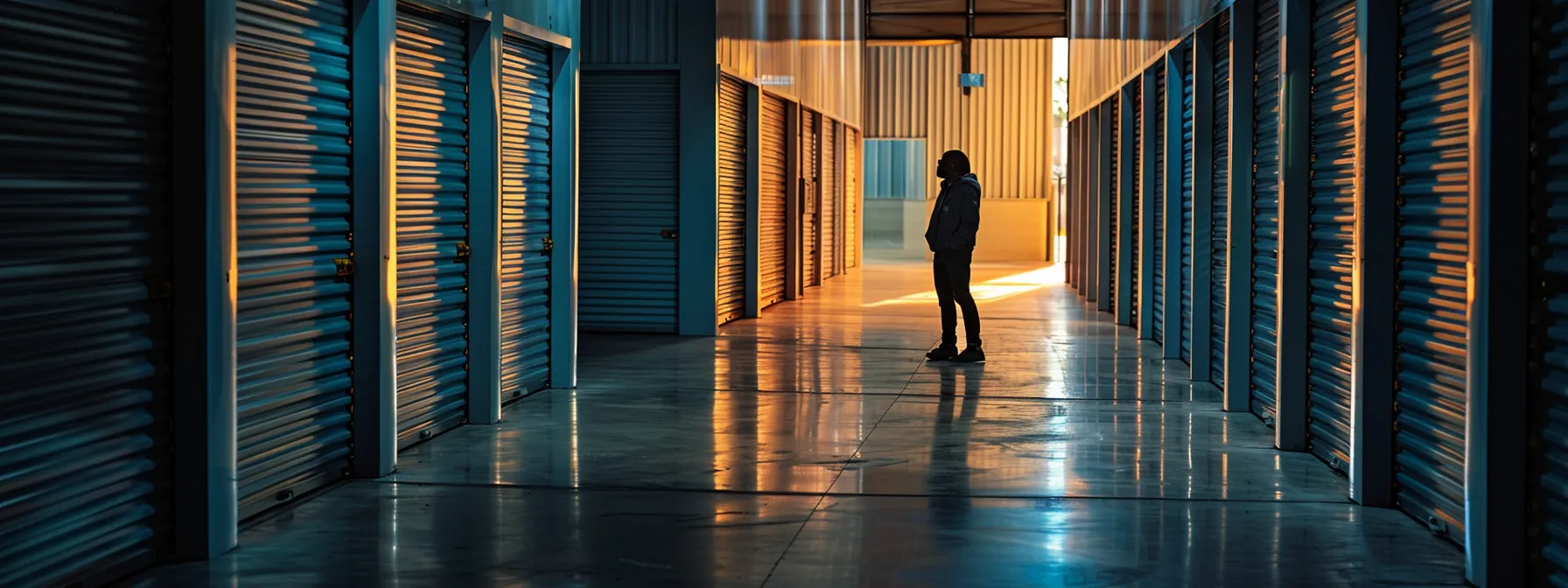 A Person Inspecting A Well-Lit, Secure Storage Facility In Irvine, Ca, Evaluating Access Policies And Asking Questions During A Tour.