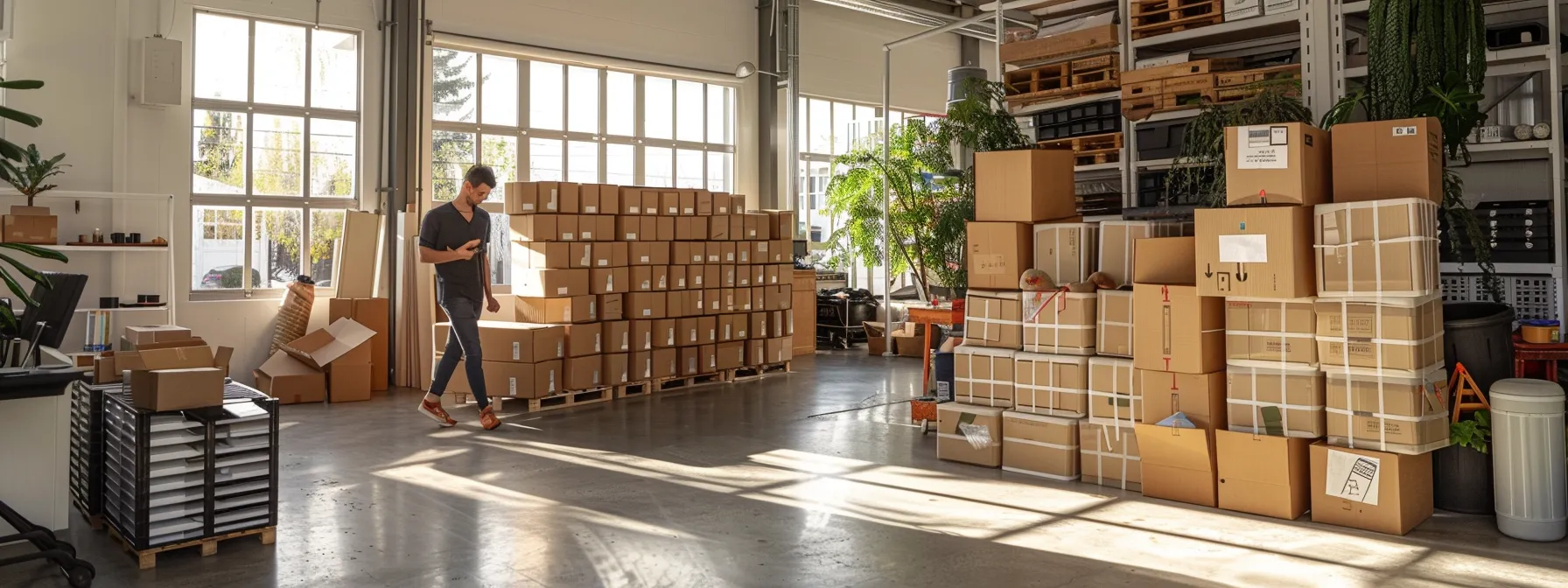 A Person Packing Personal Items In Sturdy Cardboard Boxes In A Spacious, Well-Lit Room, Showcasing Organized Stacks And Labeled Containers Ready For The Move.