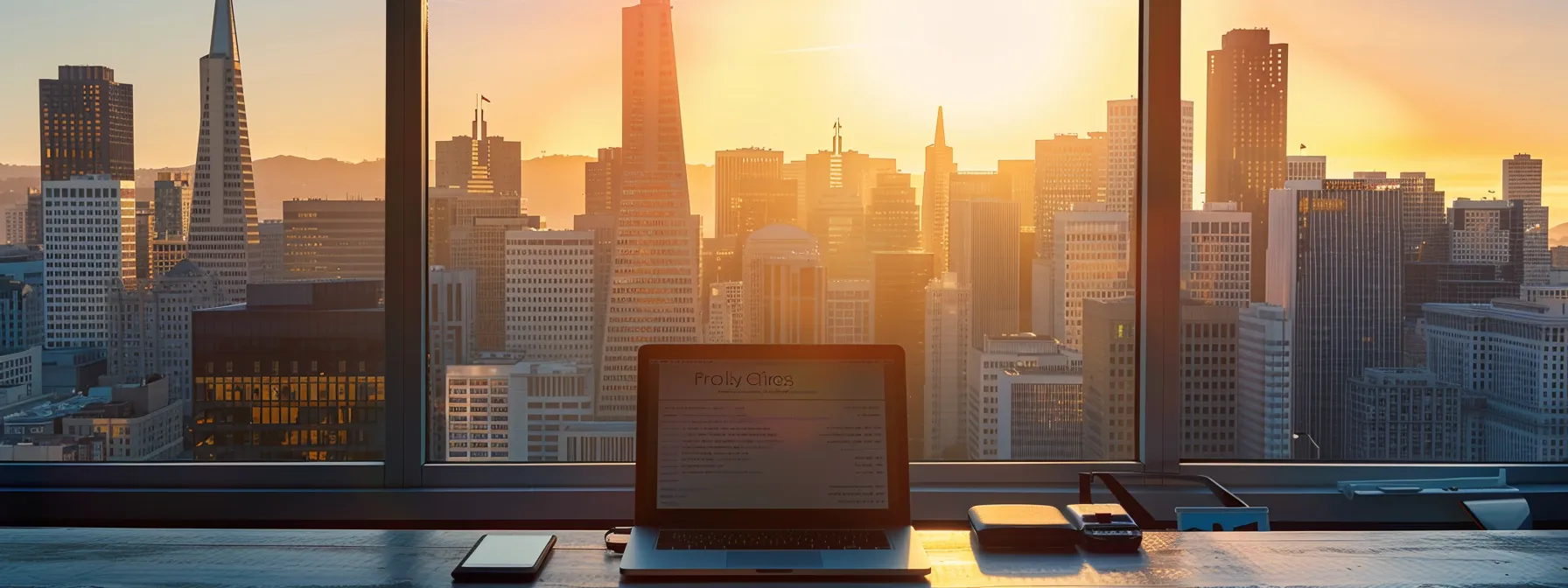 A Professional Moving Company Website Displayed On A Laptop Screen, Showing Positive Customer Reviews And Industry Credentials, With The San Francisco Skyline In The Background.