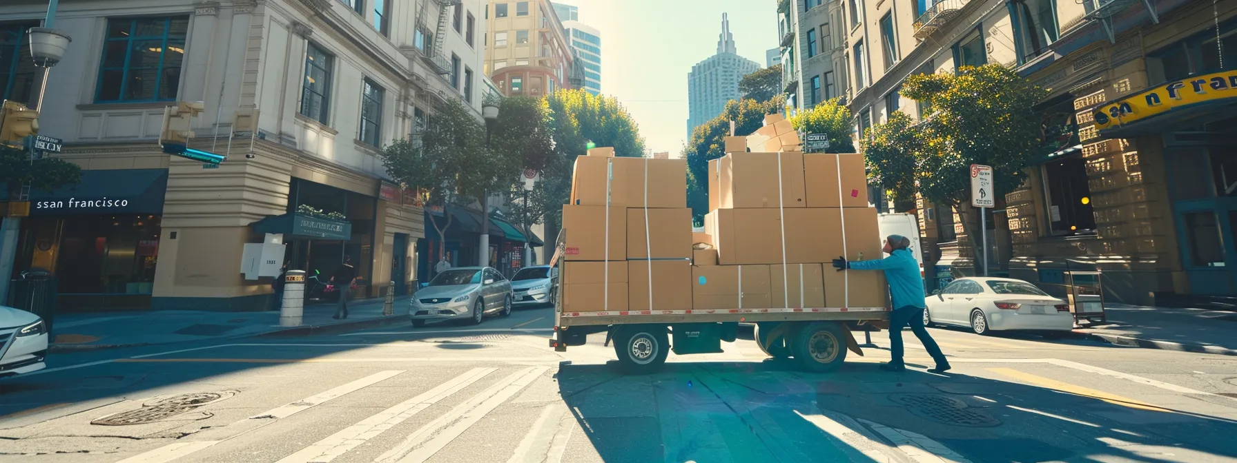 A Professional Moving Team Carefully Packing Boxes Labeled 