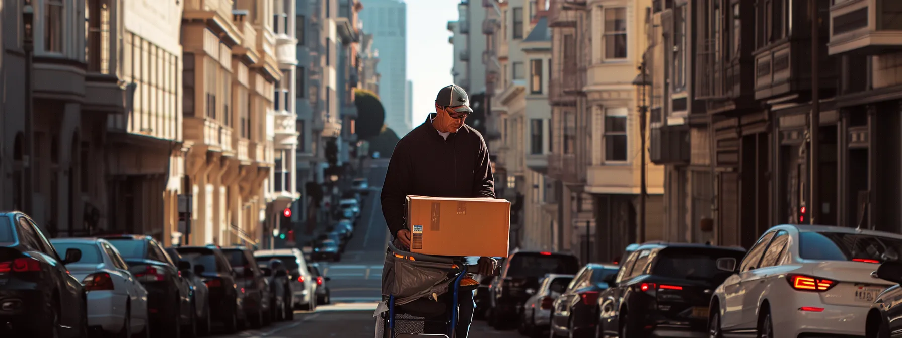 A Seasoned Mover Carefully Navigating The Narrow Streets Of Downtown San Francisco, Showcasing Expertise And Local Knowledge.