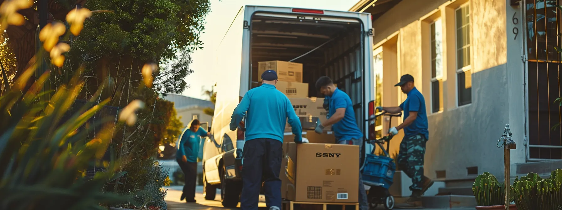 A Team Of Dedicated Movers Carefully Packing And Loading Items Into A Moving Truck, Showcasing Their Commitment To Excellence And Customer Satisfaction In Los Angeles.