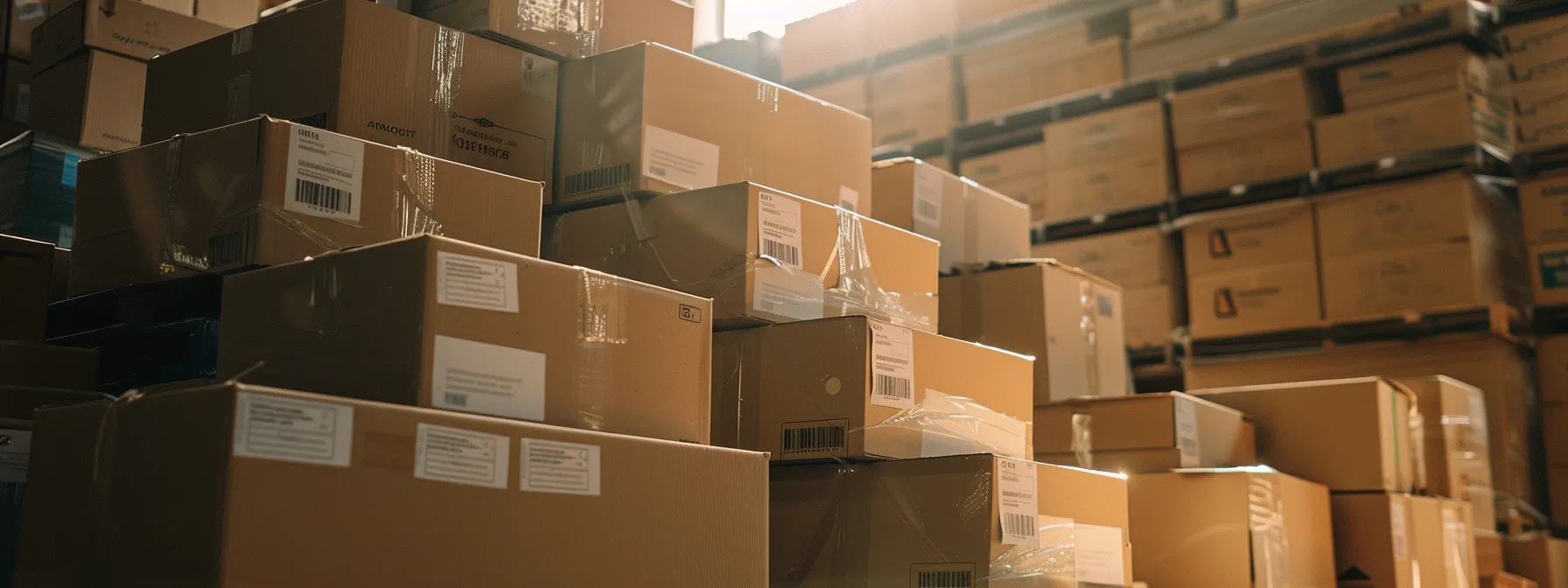 A Towering Stack Of Sturdy Moving Boxes Labeled With Precision, Showcasing The Organization And Preparation Essential For A Successful Cross-Country Move In Downtown San Francisco.