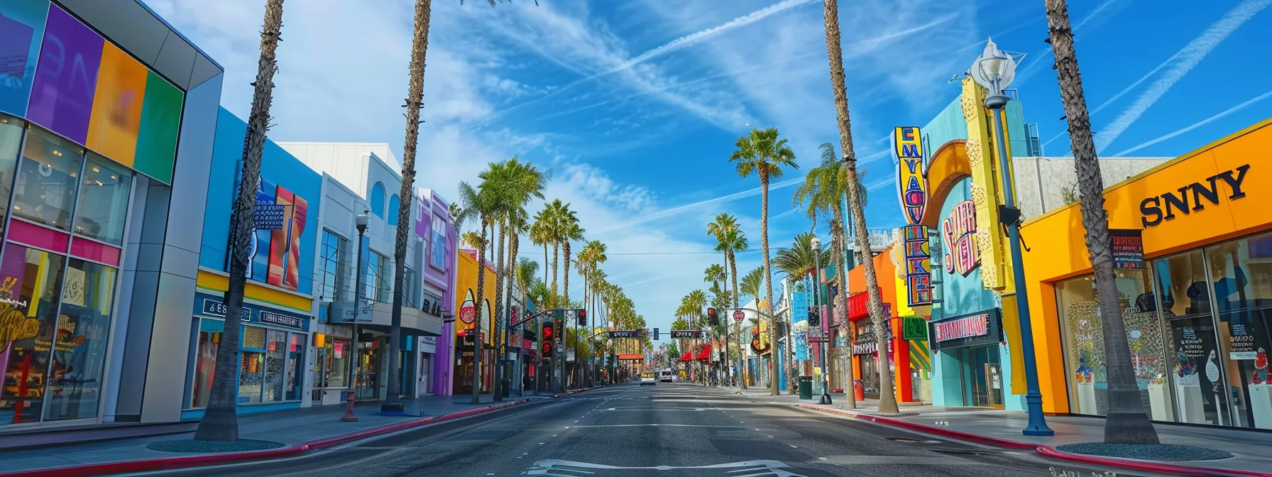 A Vibrant, Palm Tree-Lined Street In Southern California Showcasing Various Colorful Packages With Eye-Catching Logos And Brand Messaging, Creating A Visually Appealing Display Of Customized Packaging For Brand Recognition.